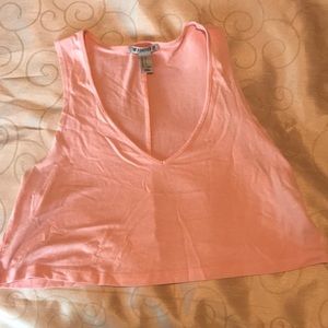 Crop tank top. Light pink, size small, V neck.
